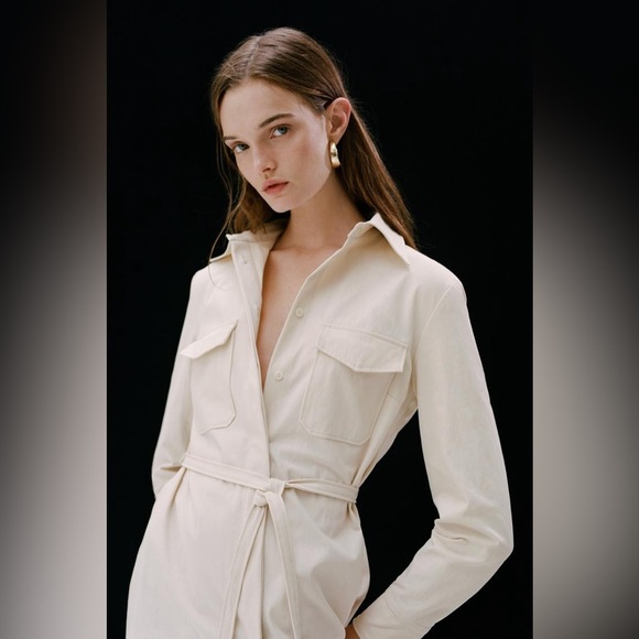 Chic Cream Button-Down Dress - Picture 2 of 8